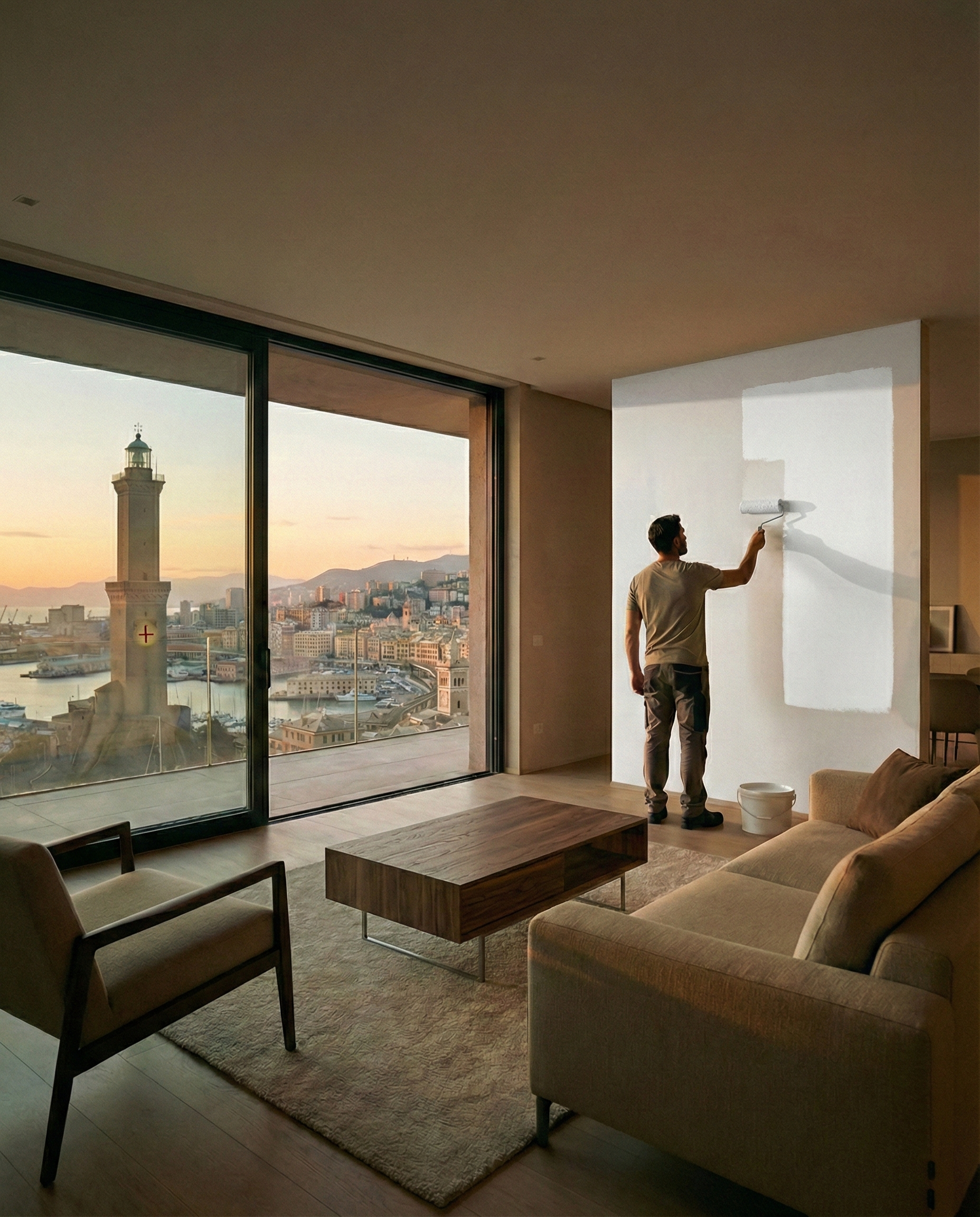 Imbianchino professionista al lavoro a Genova